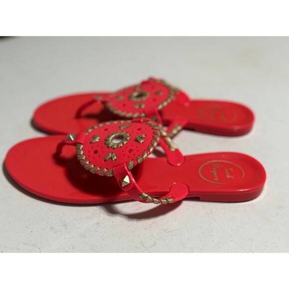 Jack Rogers Georgica Jelly Pink Gold Sandals Size 7 - Picture 4 of 10